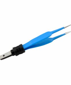 Single-Use Bipolar, Jeweller Forceps No.5, Straight, With European Plug, 10.0 Cm Length, 0.7Mm Tip, Blue (E-11-1040)