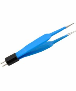 Single-Use Bipolar, Jeweller Forceps No.5, Straight, With American Plug, 11.5 Cm Length, 0.7Mm Tip, Blue (E-11-1170)