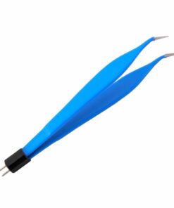 Single-Use Bipolar, Adson Forceps, Angled, With American Plug, 12.0 Cm Length, 1.5Mm Tip, Blue (E-11-370)