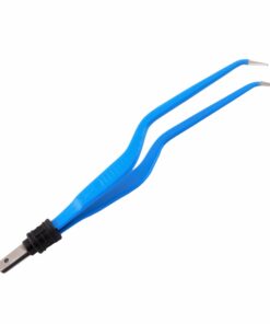 Single-Use Bipolar, Bayonett Forceps, Angle Down, With European Plug, 20 Cm Length, 2.0Mm Tip, Blue (E-11-3780)