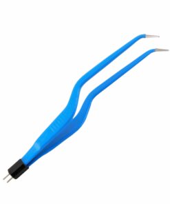 Single-Use Bipolar, Bayonett Forceps, Angle Down, With American Plug, 22 Cm Length, 0.7Mm Tip, Blue (E-11-3830)