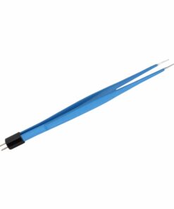 Single-Use Bipolar, Semkin Forceps, Straight, With American Plug, 14 Cm Length, 0.7Mm Tip, Blue (E-11-4090)