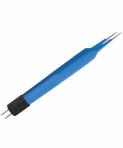 Single-Use Bipolar, Iris Forceps, Straight, With American Plug, 10.8 Cm Length, 0.7Mm Tip, Blue (E-11-4210)