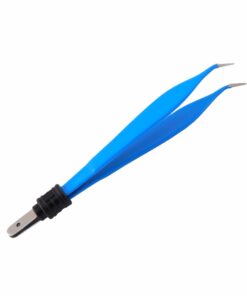 Single-Use Bipolar, Adson Forceps, Angled, With European Plug, 18.0 Cm Length, 1.0Mm Tip, Blue (E-11-500)