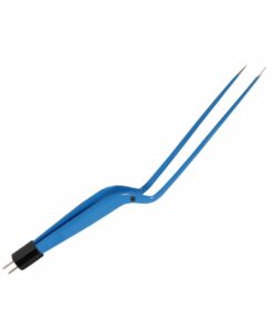 Single-Use Bipolar, Hardy Bayonett Forceps, Angled, With American Plug, 20 Cm Length, 0.7Mm Tip, Blue (E-11-5065)