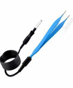 Single-Use Monopolar, Adson Forceps, Straight, 18Cm Length, 2.0Mm Tip, With 3 Meter Cable, 8Mm Terminating End, Blue (E-12-0550-8Mm)