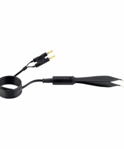 Single-Use Bipolar, Adson Forceps, Angled, Non Stick, With 3 Meter Cable, 15 Cm Length, 0.7Mm Tip, Black (E-12-8-120)