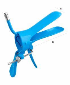 Reusable Cusco Vaginal  Speculum With Tube Rings For Permanent Smoke Evacuation Tubing, Large, Blue (E-14-325)