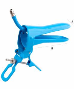 Reusable Cusco Vaginal Speculum With Permanent Smoke Evacuation Tubing (Blue) Large (Rocket Pattern) (14-340)