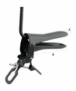 Single-Use Cusco Vaginal  Speculum (Rocket Pattern) With Tube Rings For Permanent Smoke Evacuation Tubing, Medium, Black (E-14-347)