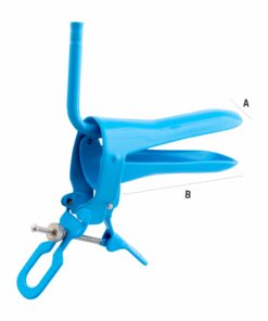 Single-Use Cusco Vaginal  Speculum (Rocket Pattern) With Tube Rings For Permanent Smoke Evacuation Tubing, Large, Blue (E-14-357)