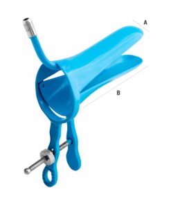Single Use Cusco Vaginal Speculum With Permanent Smoke Pipe, Extra Large, Blue (Rocket Pattern) (14-358)