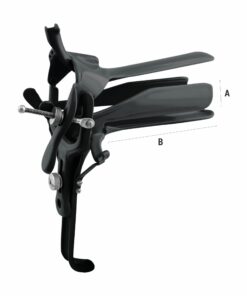 Reusable 4-Way Speculum With Tube Rings For Disposable Smoke Evacuation Tubing, Medium, Black (E-14-935)