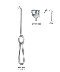 Kocher Retractors,22Cm,Sharp, 6 Prong (SS-101-1365)
