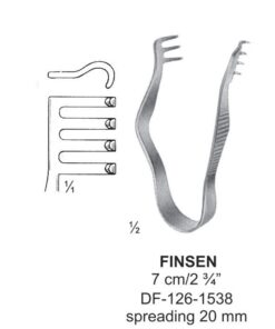 Finsen Retractors Blunt 3X4Teeth 7Cm, Spreading 20Mm (SS-126-1538)