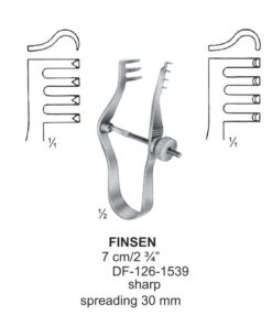 Finsen Retractors Sharp With Screw 3X4Teeth 7Cm, Spreading 30Mm (SS-126-1539)