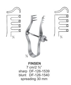 Finsen Retractors Blunt With Screw 3X4Teeth 7Cm, Spreading 30Mm  (SS-126-1540)