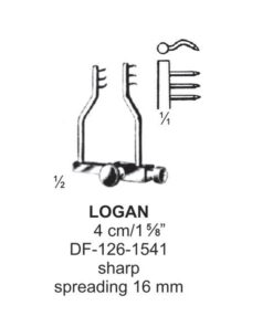 Logan Retractors,4Cm,Sharp, Spreading 16Mm (SS-126-1541)