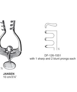 Jansen Retractors,10Cm, 1 Sharp And 2 Blunt Prongs (SS-126-1551)