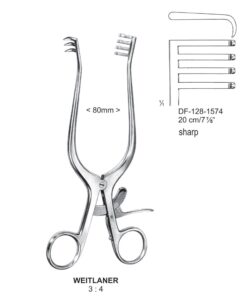 Weitlaner Retractors Sharp 3X4 Teeth 20Cm, 80Mm Width (SS-128-1574)