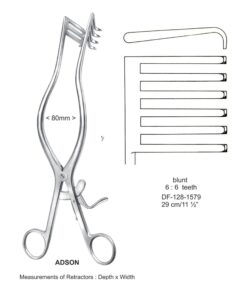 Adson Retractors, 29Cm, 6X6 Teeth,Blunt, 80Mm Width (SS-128-1579)