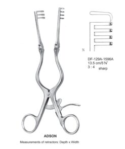 Adson Retractors, 13.5Cm, Sharp, 3X4 Teeth (SS-129A-1596A)