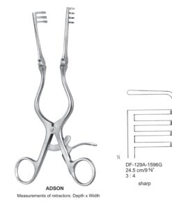Adson Retractors 24.5Cm Sharp, 3X4 Teeth (SS-129A-1596G)