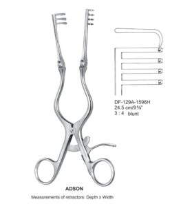 Adson Retractors 24.5Cm Blunt, 3X4 Teeth (SS-129A-1596H)