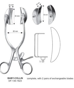 Baby-Collin Retractors, Complete With 2 Pairs Of Blades, 80Mm Width, 28X40Mm, 18X40Mm (SS-135-1623)