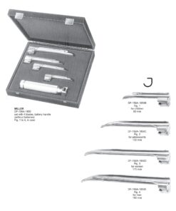 Laryngoscopes Miller Set Of 4 Blades  With Battery Handle Fig 1 To 4 (SS-158A-1850)