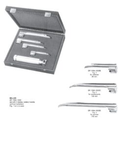 Laryngoscopes Miller Set Of 3 Blades  With Battery Handle  Fig 1 To 3 (SS-158C-1850)