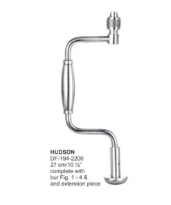Hudson Hand Drills, 27Cm, Complete With Bur Fig 1 To 4, Extension Piece  (SS-194-2200)