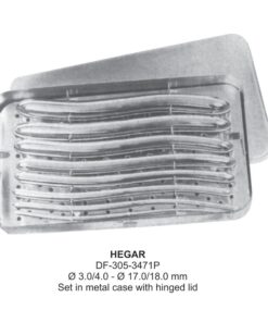 Hegar Uterine Dilator, From Ø3/4-Ø17/18Mm Set In Metal Case With Hinged Lid (SS-305-3471P)