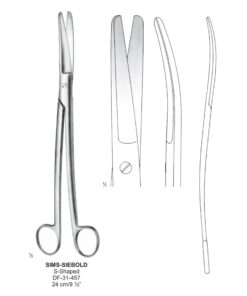 Sims-Siebold Uterus Scissors, S-Shaped, 24Cm  (SS-31-457)