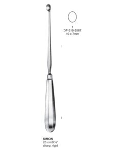 Simon Uterine Scoops,25Cm, Sharp, Rigid, Fig.1, 10X7Mm (SS-319-3567)