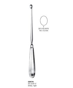 Simon Uterine Scoops,25Cm, Sharp, Rigid, Fig.4, 16X12Mm (SS-319-3570)