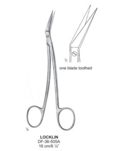 Locklin Fine Operating Scissors, One Blade Toothed, 16Cm  (SS-36-505A)