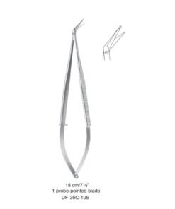 Micro Scissors, One Probe-Pointed Blade, 45°, 18Cm  (SS-36C-106)