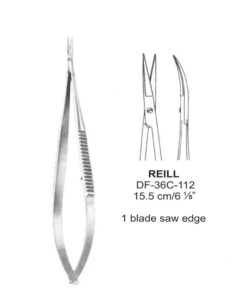 Reil Micro Scissors, One Blade Saw Edge, Cvd, 15.5Cm  (SS-36C-112)
