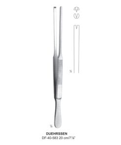 Duehrssen Tissue Forceps, Str, 1X2 Teeth, 20Cm  (SS-40-583)