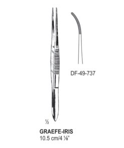 Graefe-Iris Forceps, Light Curved, Serrated,  10.5Cm (SS-49-737)