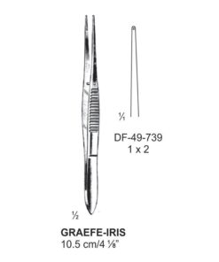 Graefe-Iris Forceps, Str, 1:2 Teeth,  10.5Cm (SS-49-739)