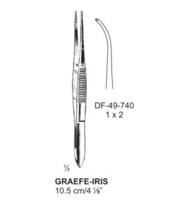 Graefe-Iris Forceps, Light Curved, 1:2 Teeth,  10.5Cm (SS-49-740)