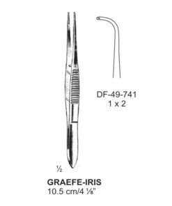 Graefe-Iris Forceps, Full Curved,  1:2 Teeth,  10.5Cm (SS-49-741)