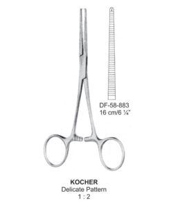 Kocher Artery Forceps, Delicate Pattern, Str, 1X2 Teeth, 16Cm (SS-58-883)