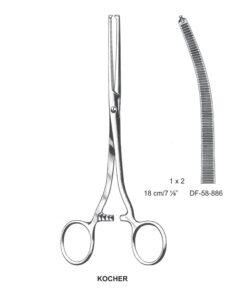 Kocher Artery Forceps, Cvd, 1X2 Teeth, 18Cm (SS-58-886)
