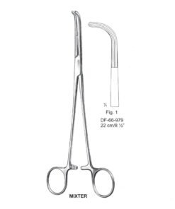 Mixter Ligature Forceps, Longitudinal Serration, Angled, Fig.1, 22Cm (SS-66-979)