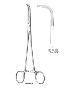 Mixter Ligature Forceps, Longitudinal Serration, Angled, Fig.2, 25Cm (SS-66-980)