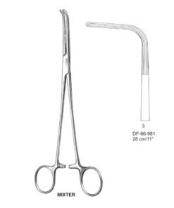 Mixter Ligature Forceps, Longitudinal Serration, Angled, Fig.3, 28Cm (SS-66-981)