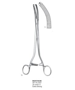 Wertheim Hysterctomy Forceps, Cvd, Extra Strong, 1X2 Teeth, 24Cm (SS-75-1047)